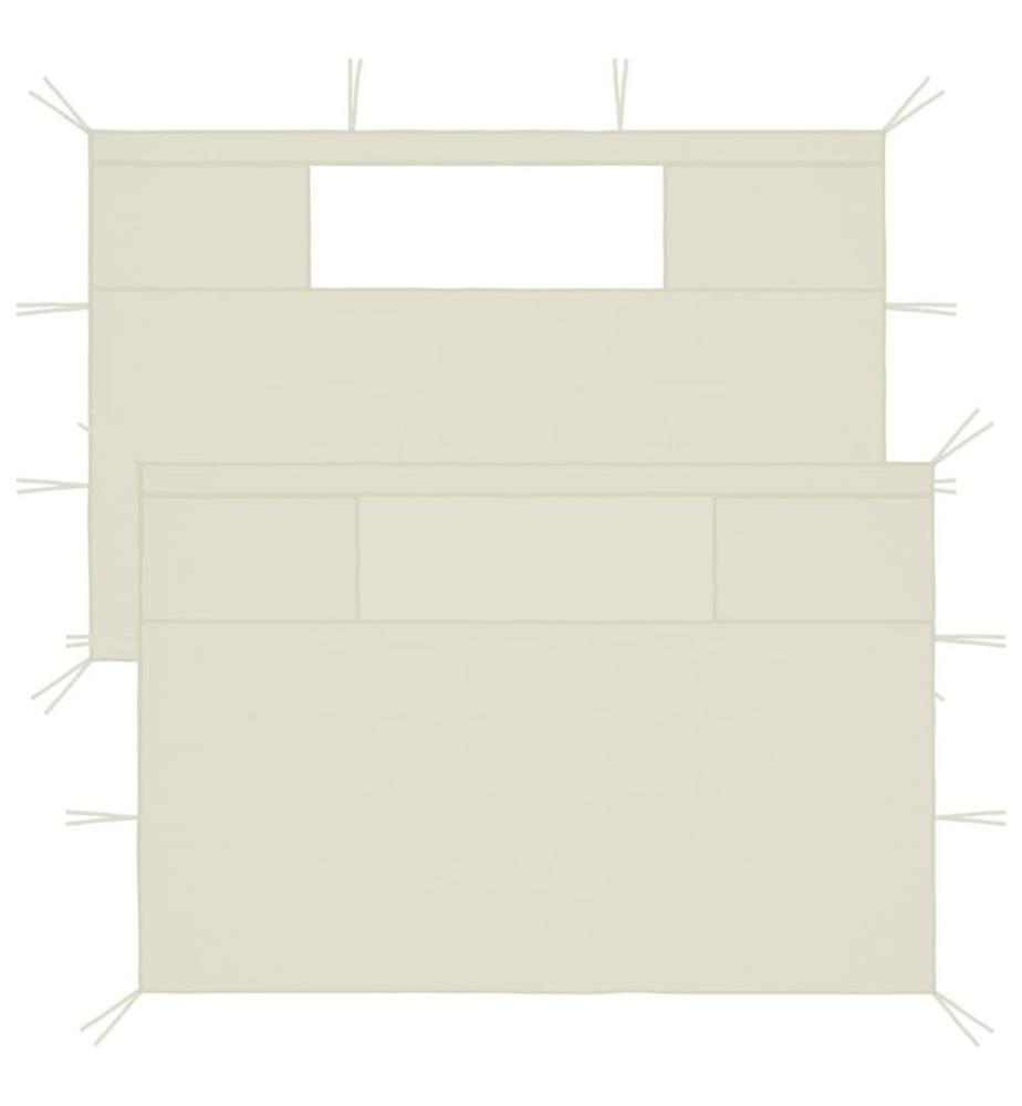 Pavillon-Seitenwände mit Fenstern 2 Stk. Creme