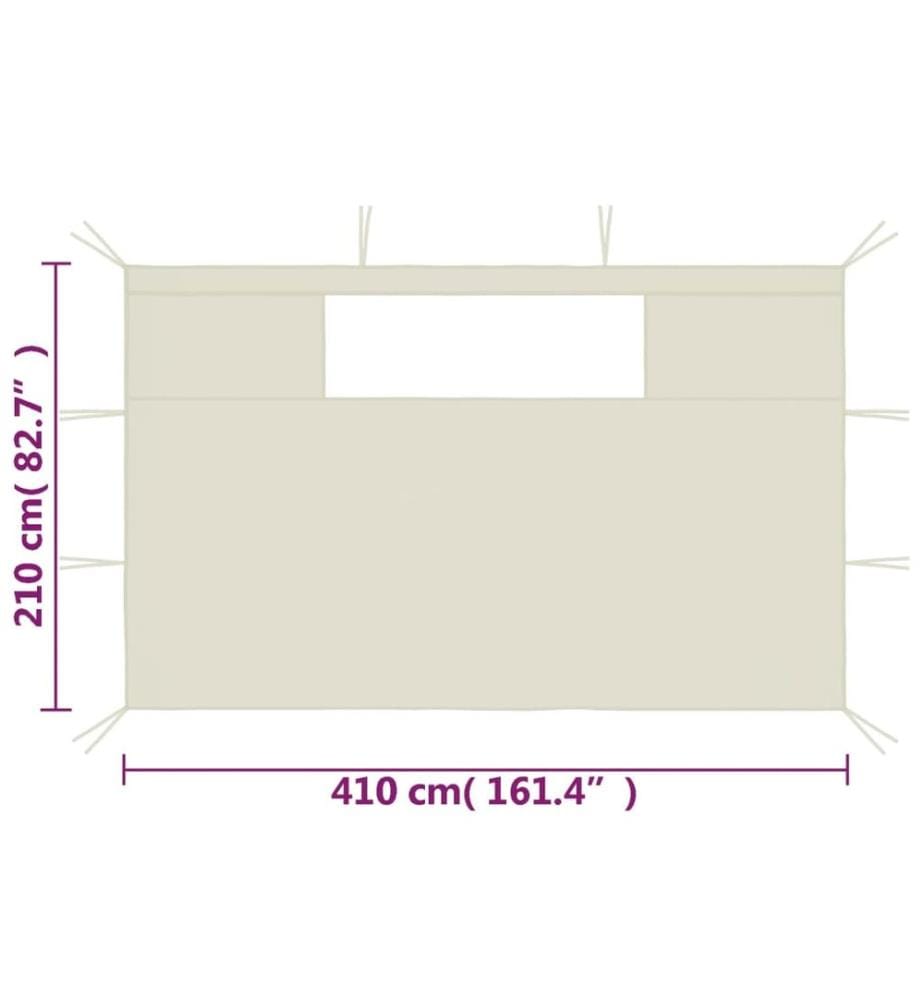 Pavillon-Seitenwände mit Fenstern 2 Stk. Creme