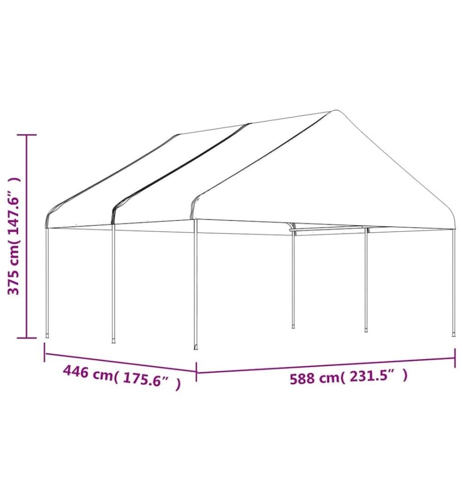 Pavillon mit Dach Weiss 4,46x5,88x3,75 m Polyethylen