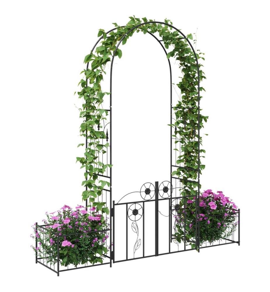 Gartenbogen mit Schloss Schwarz 203 x 50 x 218 cm