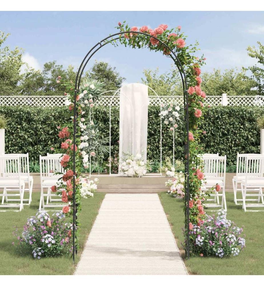 Gartenbogen Floral Schwarz 115 x 37 x 231 cm