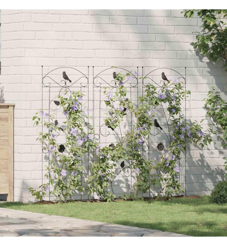 Gartenzaun 3 pcs Schwarz 110 x 40 cm Stahl