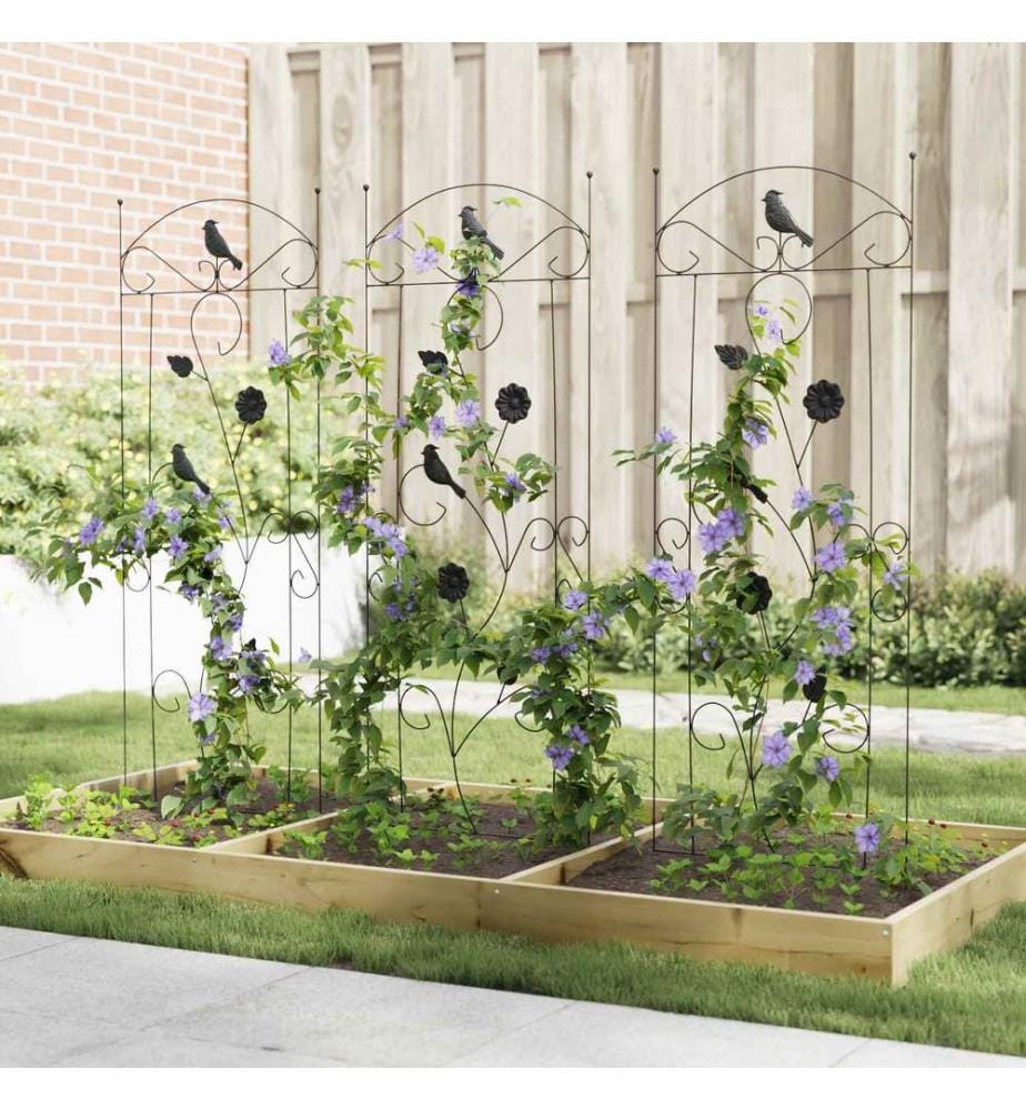 Gartenzaun 3 pcs Schwarz 110 x 40 cm Stahl
