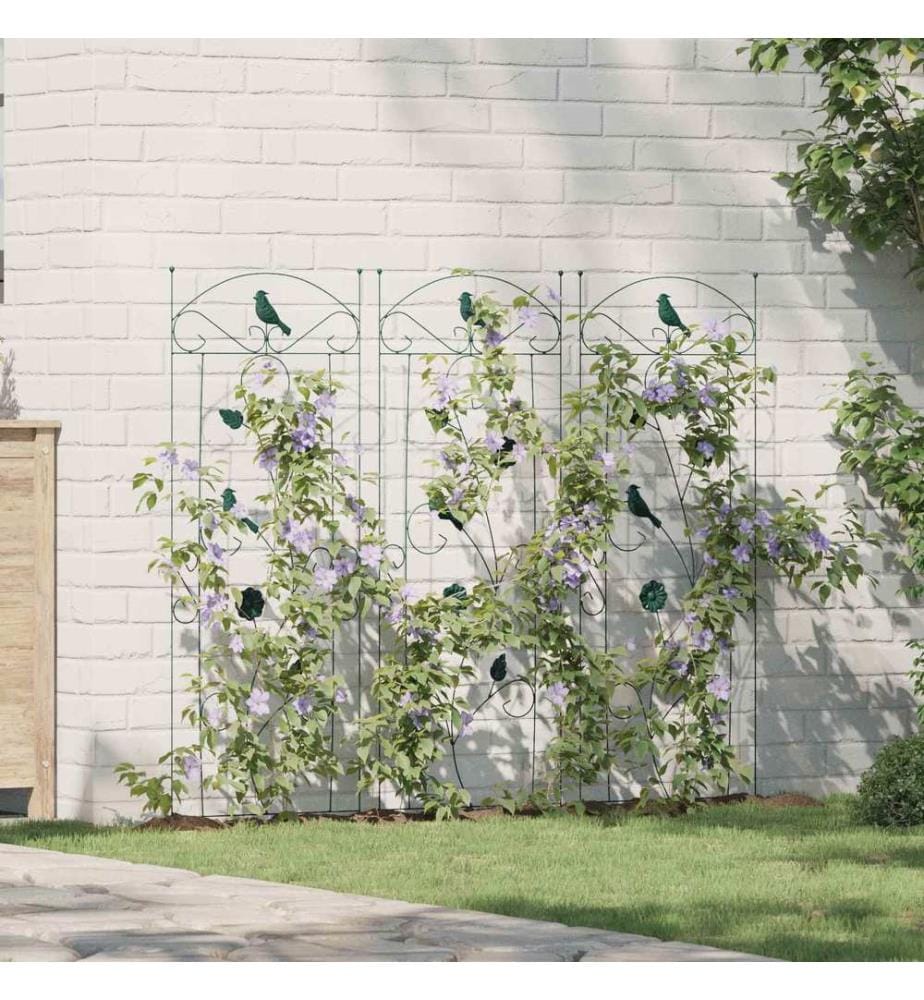 Gartenzaun 3 pcs Grün 110 x 40 cm Stahl