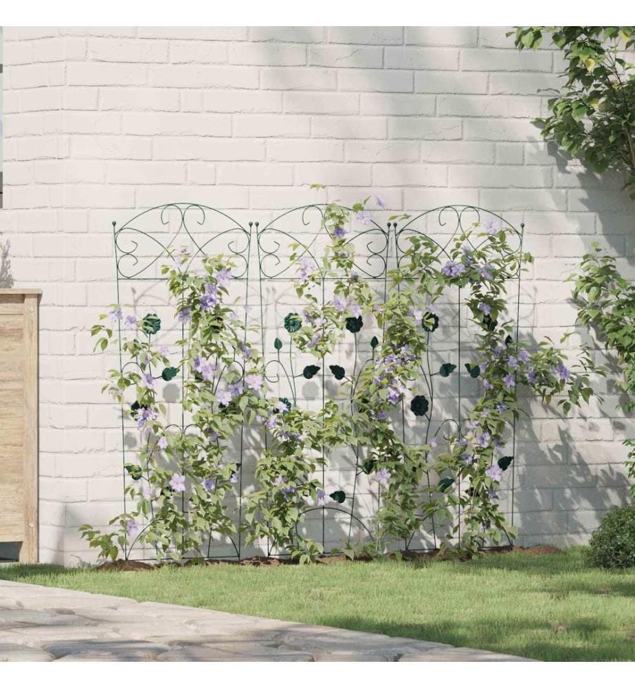 Gartenzaun 3 pcs Grün 110,5 x 42,5 cm Stahl