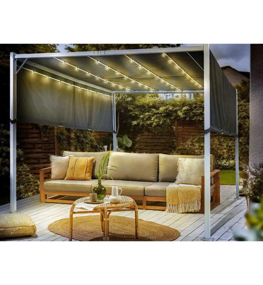 Pavillon LED PARGA Metall 310 cm 310 cm Grau