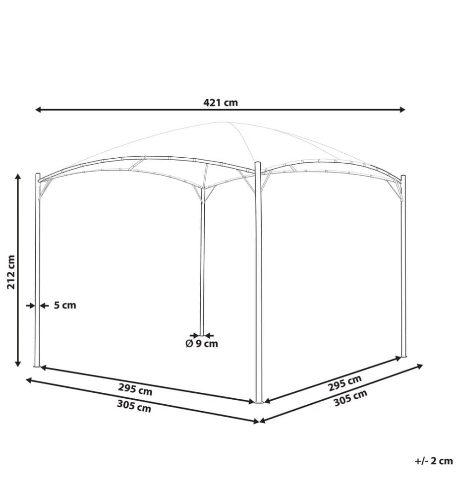 Pavillon VOMERO Metall 305 cm 305 cm Grau