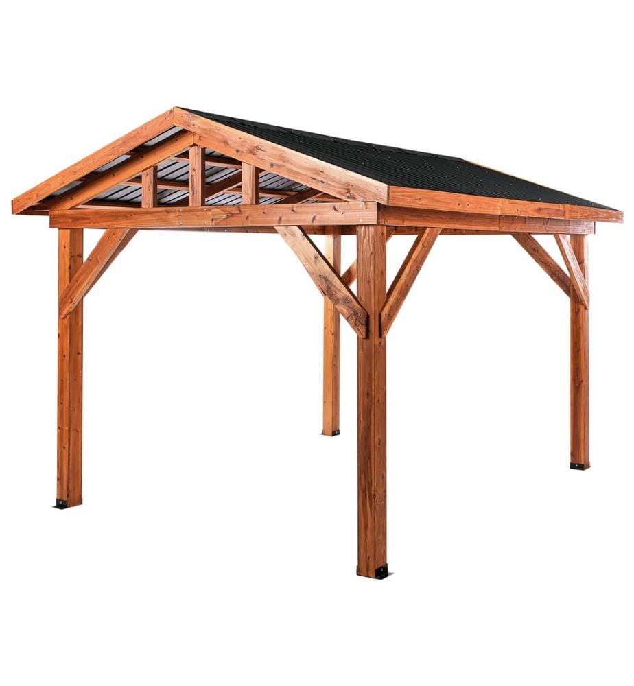 Pavillon SECCHIA Tannenholz 296 cm 350 cm Braun / Grau