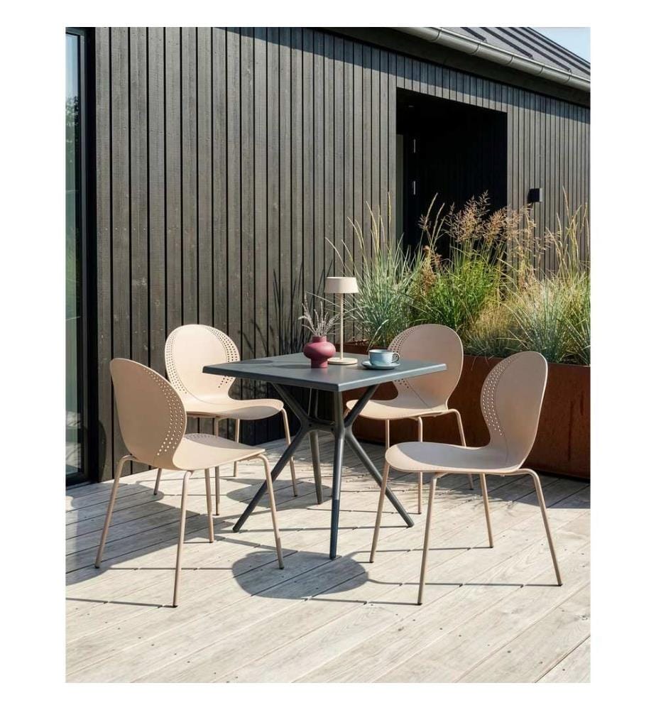 Lot de 4 chaises de jardin MILOS Empilable Beige