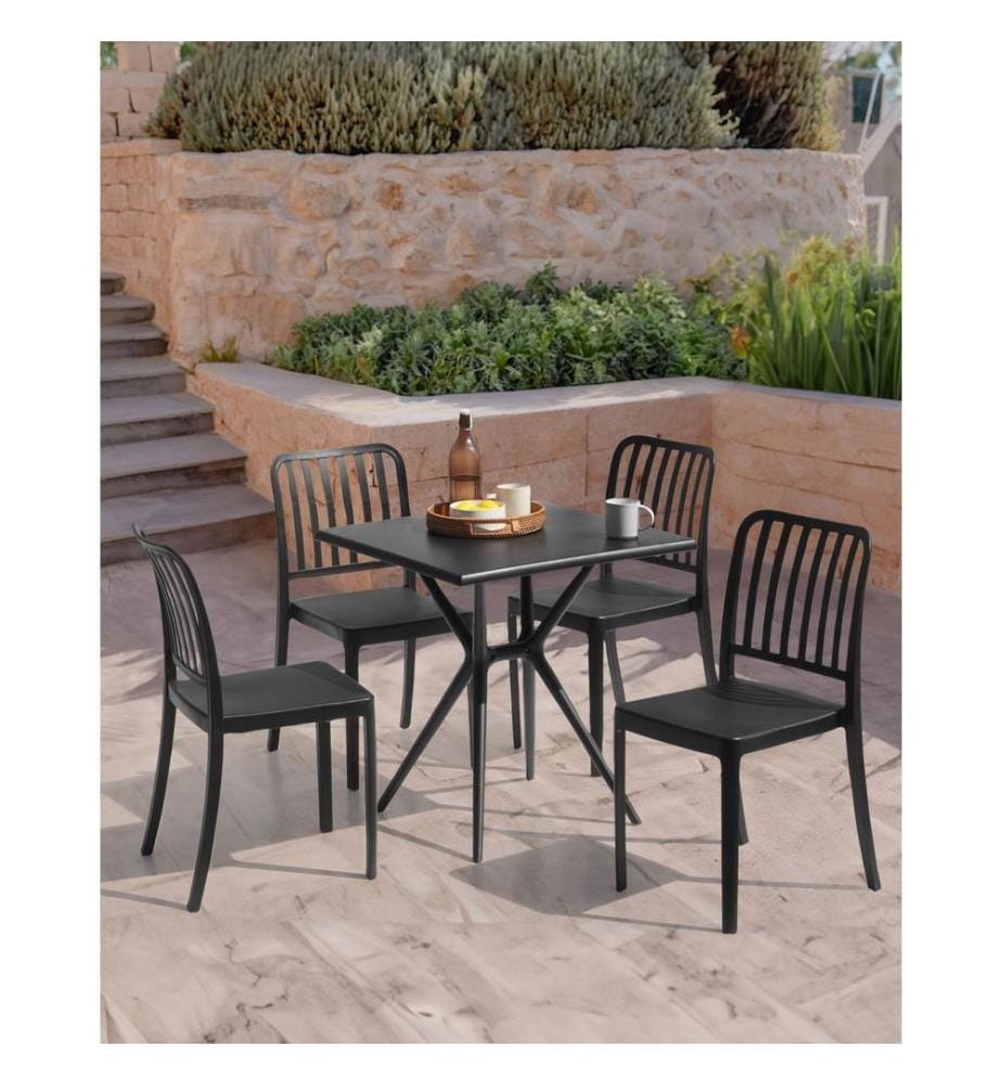 Lot de 4 chaises de jardin SERSALE Matière synthétique Noir