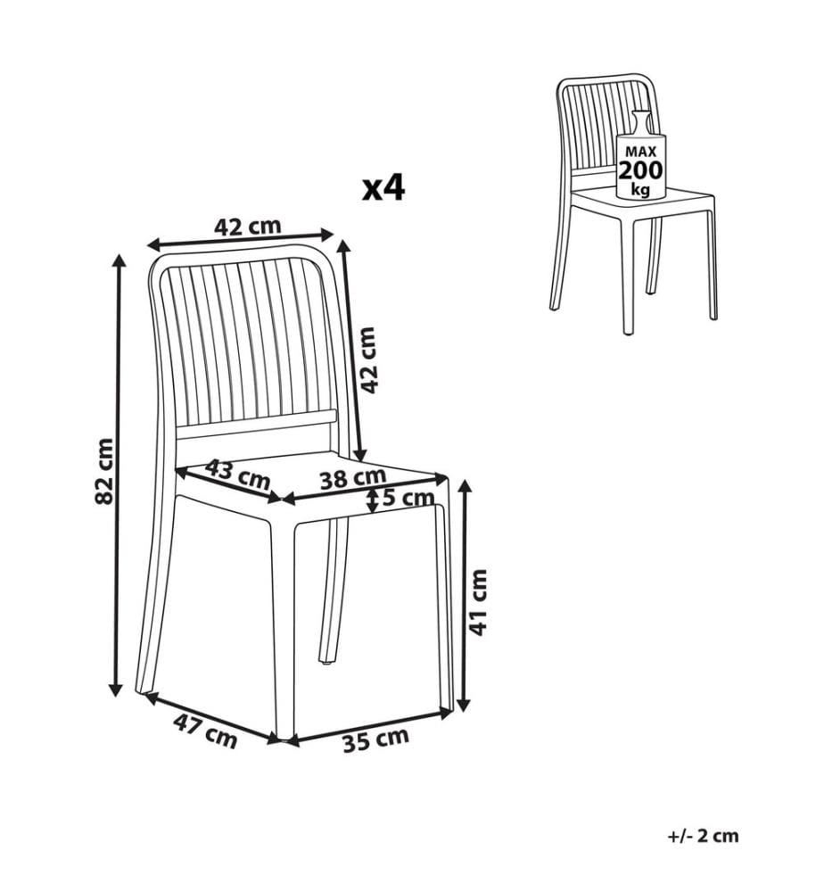 Lot de 4 chaises de jardin SERSALE Matière synthétique Noir
