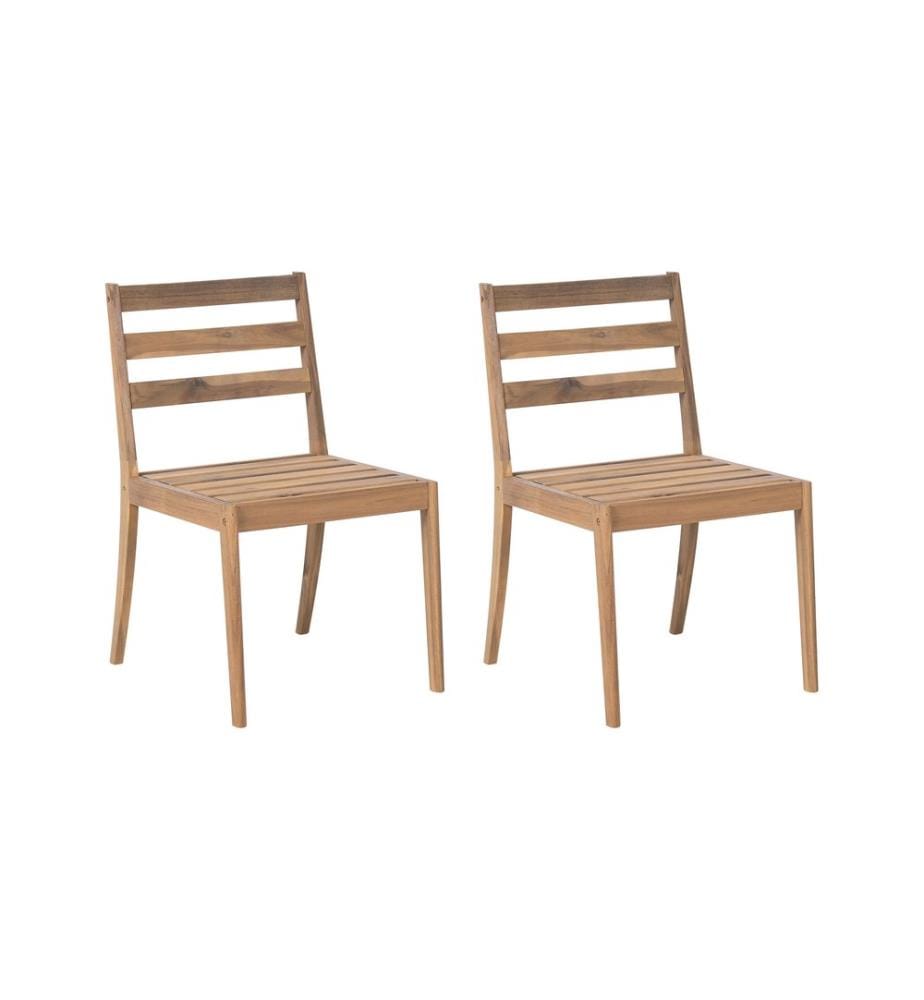 Lot de 2 chaises de jardin CHIOGGIA Bois d'acacia certifié Marron clair