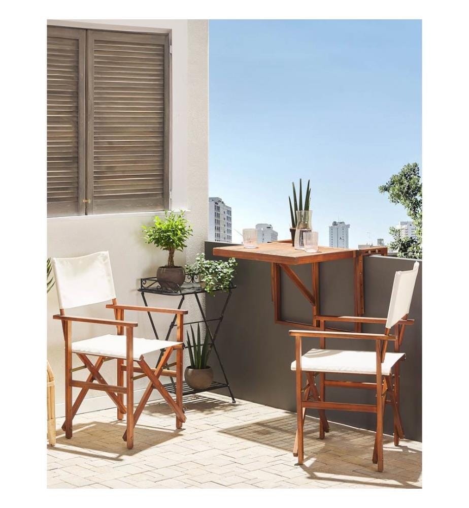 Lot de 2 chaises de jardin CINE Acacia Blanc cassé