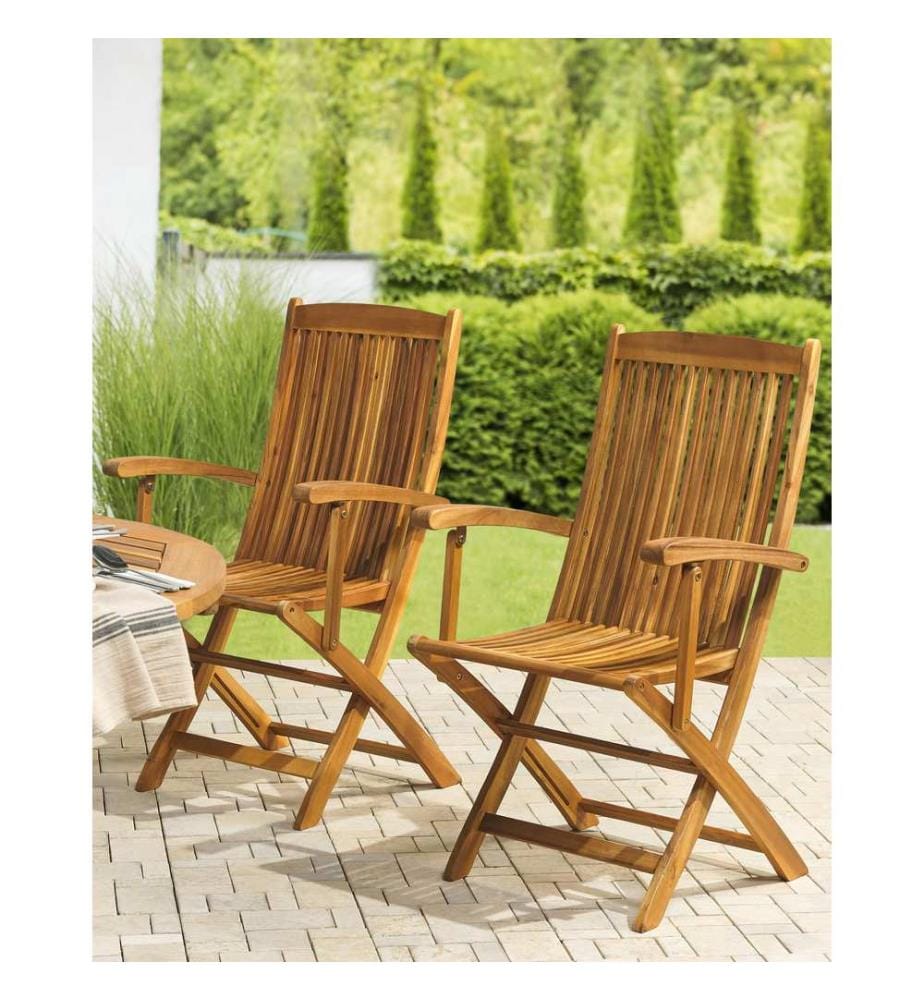 Lot de 2 chaises de jardin MAUI Acacia Marron clair