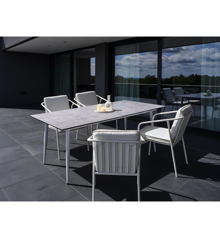 Table de salle à manger de jardin TOLENTINO 180 cm 90 cm Effet pierre Gris clair