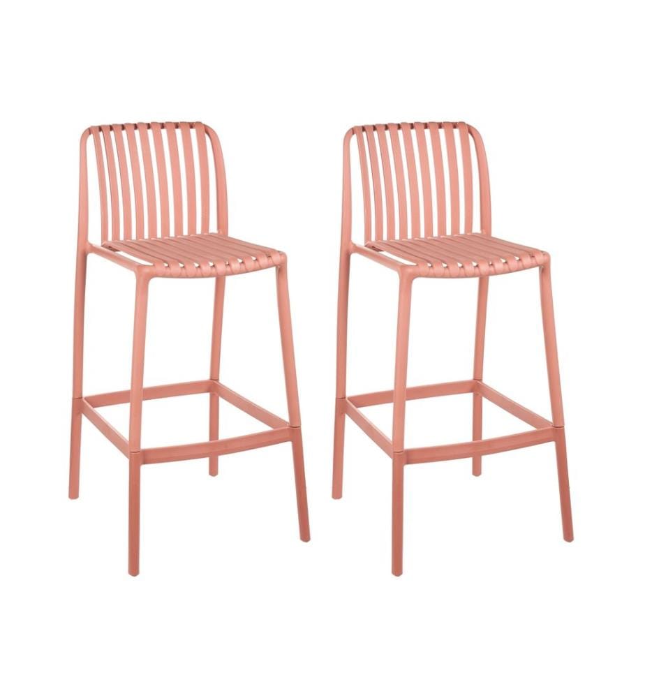 Lot de 2 chaises de bar ARICCIA 2 en 1 Matière synthétique Rouge clair