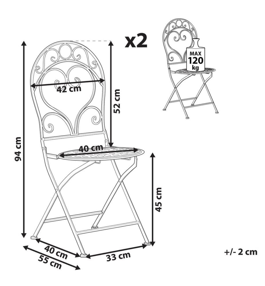 Lot de 2 chaises de jardin ALBINIA Métal Vert