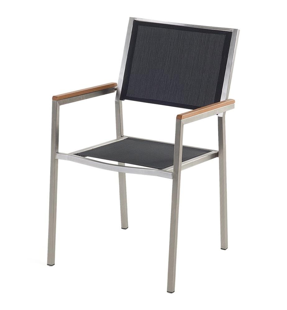 Lot de 6 chaises de jardin GROSSETO Acier inox Noir