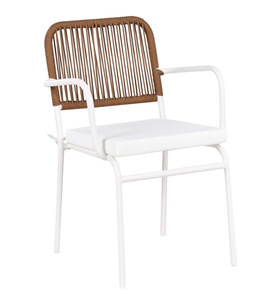 Lot de 4 chaises de jardin avec coussins TACENO Métal Blanc