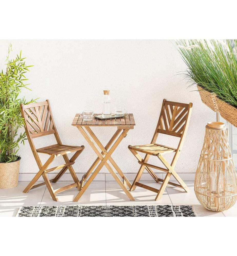 Ensemble bistrot Pliant TERNI Acacia Marron