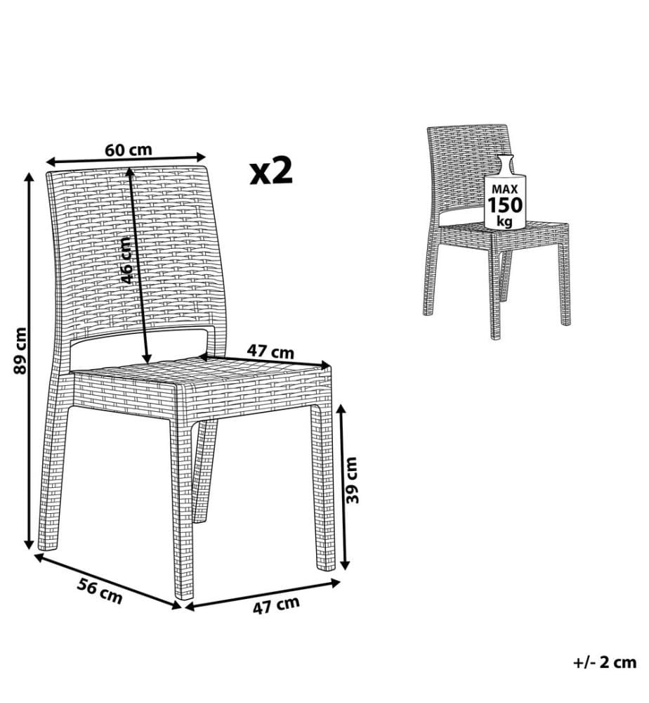 Lot de 2 chaises de jardin FOSSANO Matière synthétique Blanc