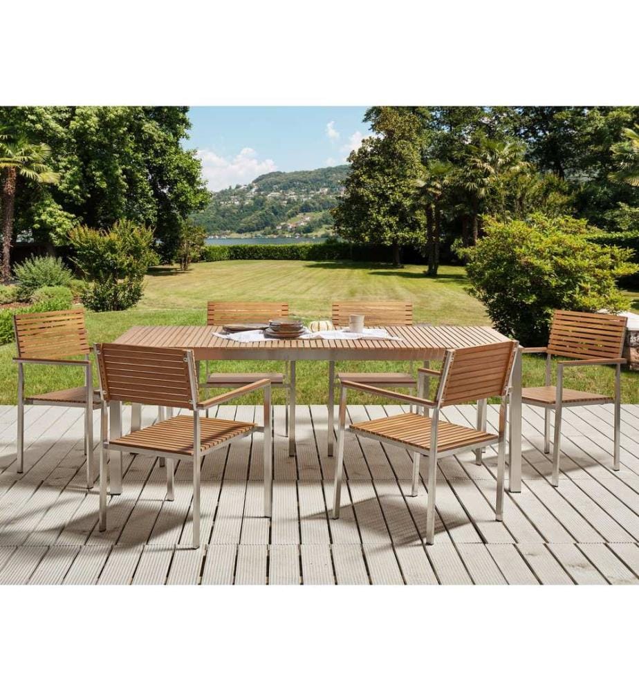 Salle à manger de jardin 6 places VIAREGGIO Bois de teck certifié Marron
