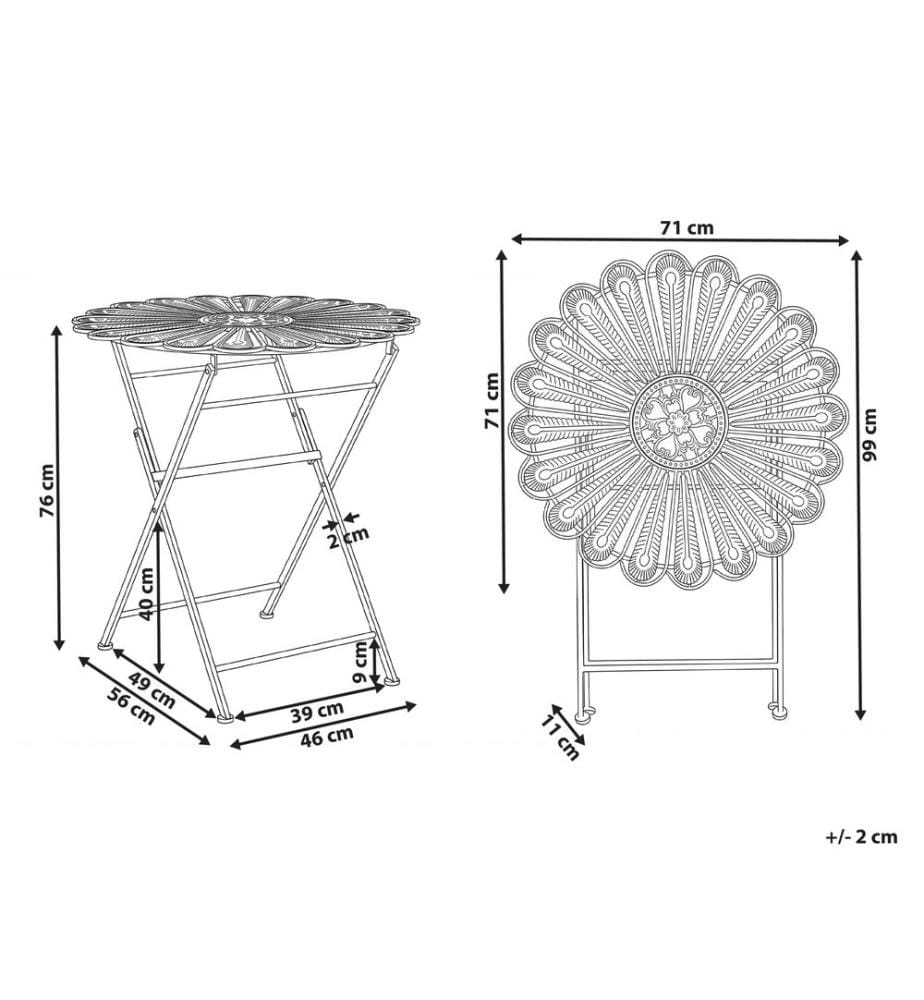 Table bistrot PAVIA 71 cm 71 cm Métal Bleu