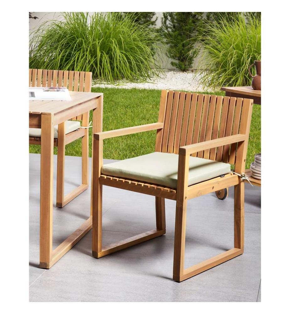 Lot de 2 chaises de jardin avec coussins SASSARI PREMIUM Bois d'acacia certifié Vert clair