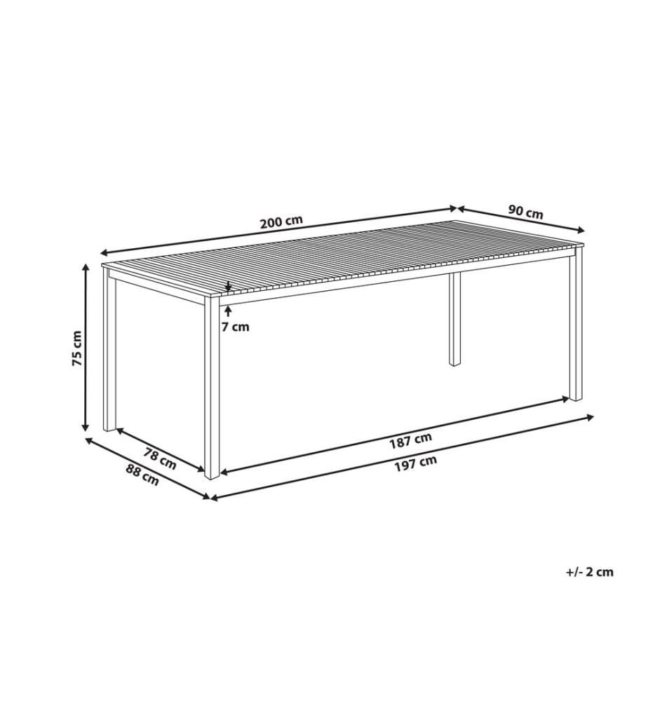 Table de salle à manger de jardin VIAREGGIO 200 cm 90 cm Bois de teck certifié Marron