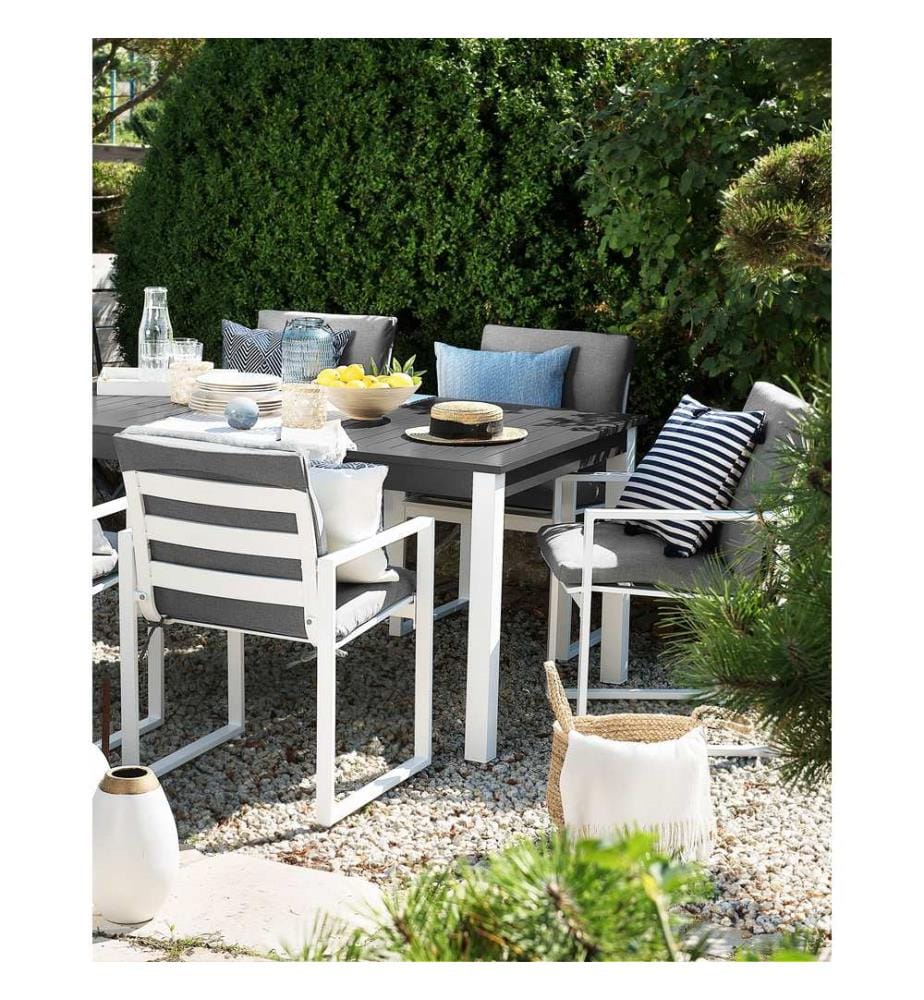 Lot de 2 chaises de jardin avec coussins PANCOLE Tissu Gris