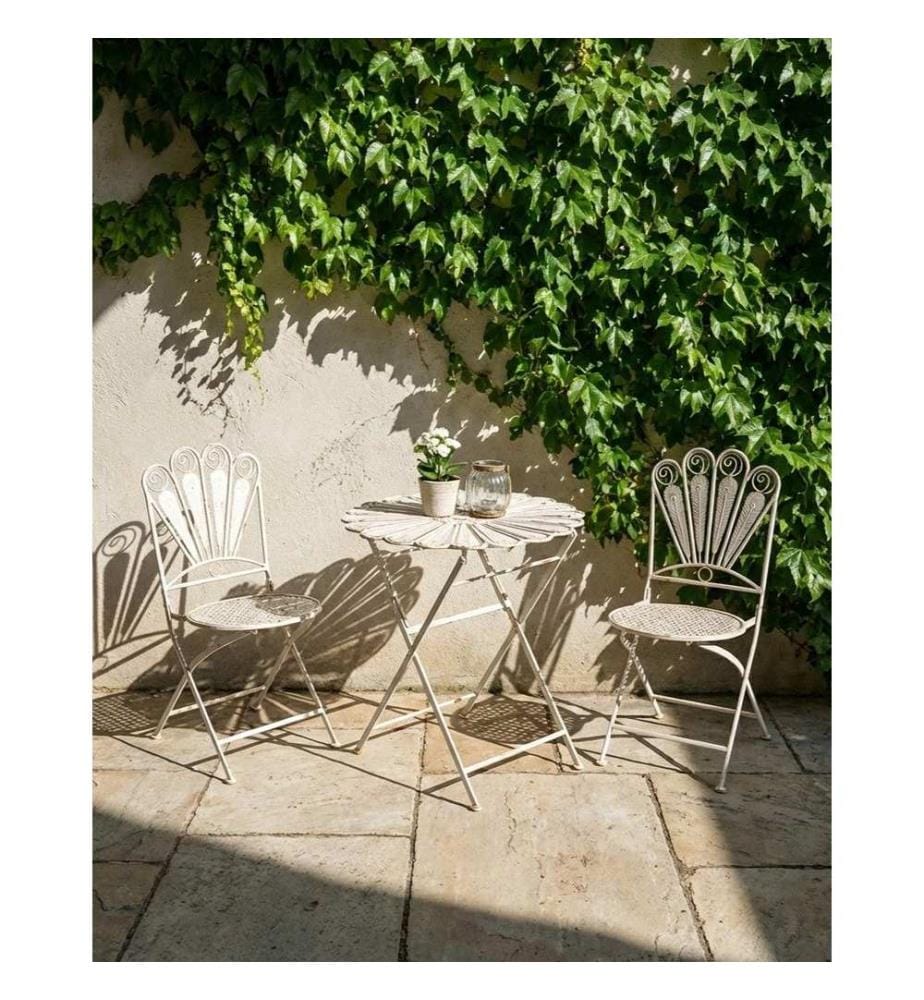Lot de 2 chaises de jardin PAVIA Pliant Métal Blanc cassé