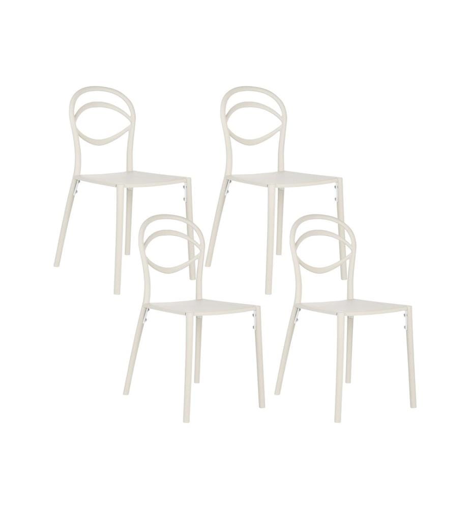 Lot de 4 chaises de jardin COVOLO Blanc cassé