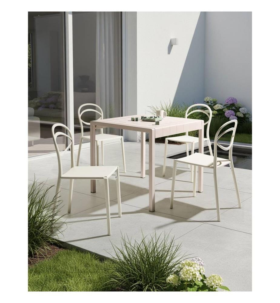 Lot de 4 chaises de jardin COVOLO Blanc cassé
