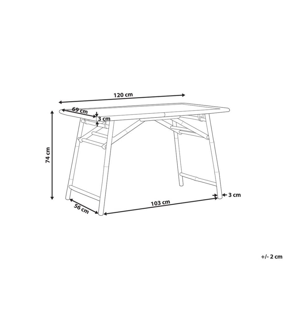 Table de salle à manger de jardin MOLISE 120 cm 69 cm Bambou Marron clair