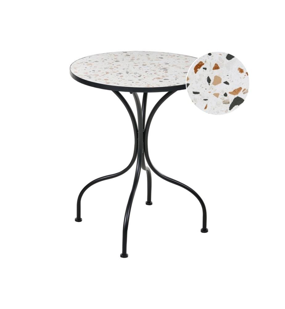 Table bistrot ARTENA 60 cm 60 cm Effet terrasse Métal Noir