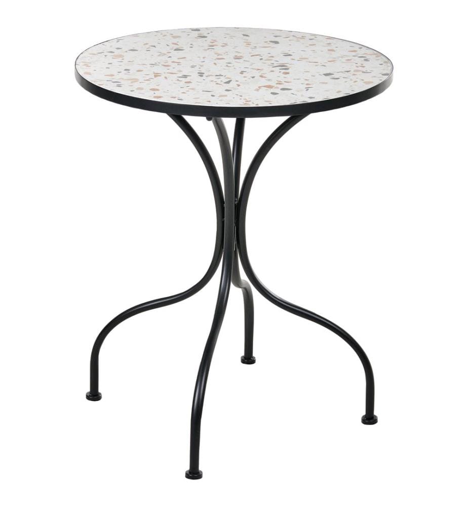 Table bistrot ARTENA 60 cm 60 cm Effet terrasse Métal Noir