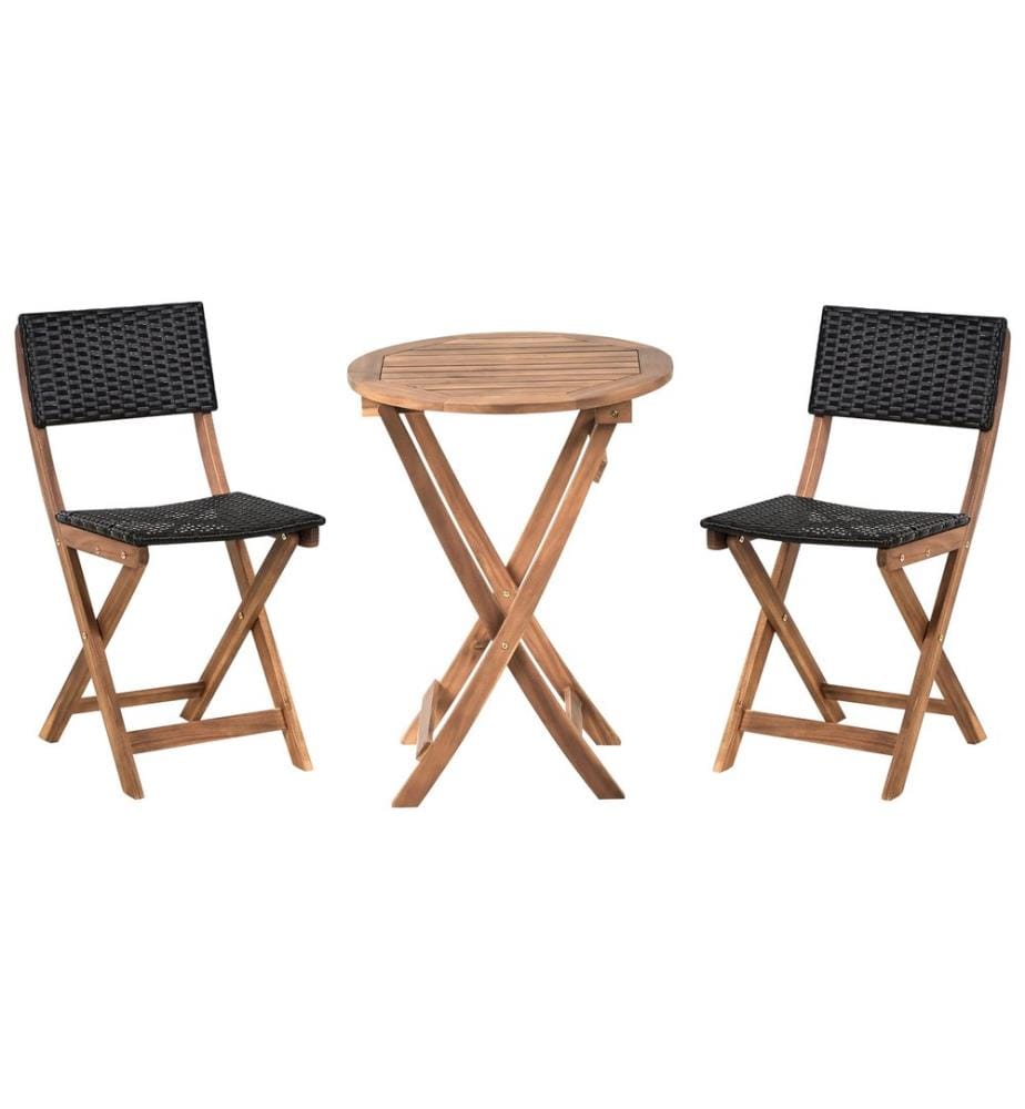 Ensemble bistrot RIVAROTTA Acacia Marron/noir