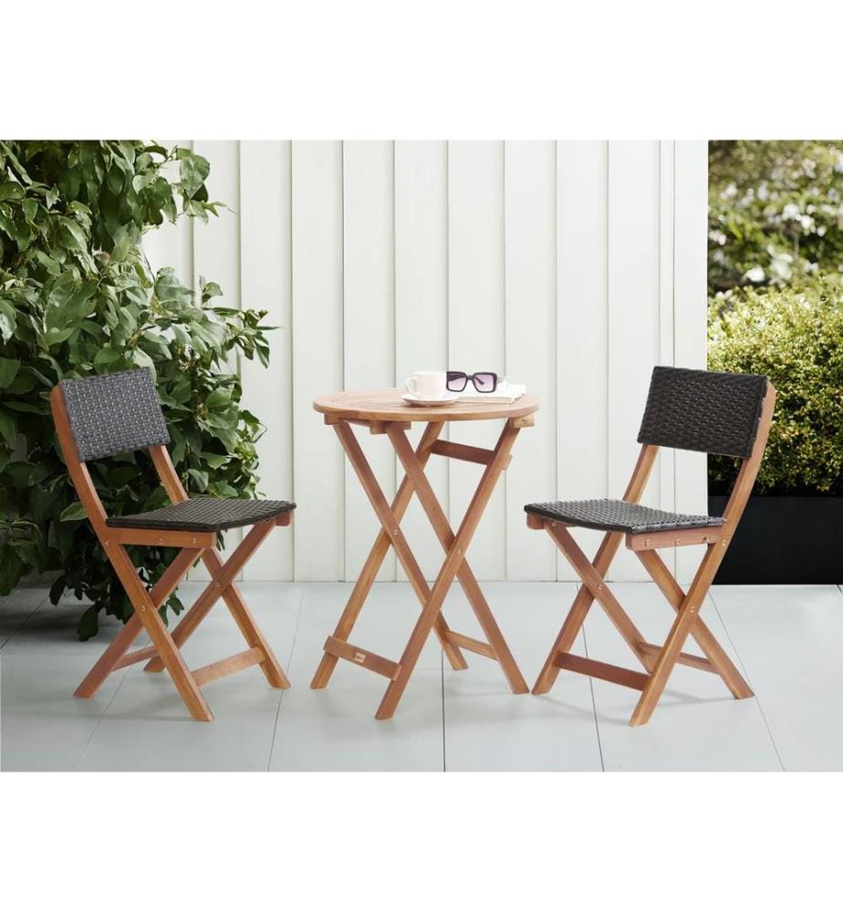 Ensemble bistrot RIVAROTTA Acacia Marron/noir