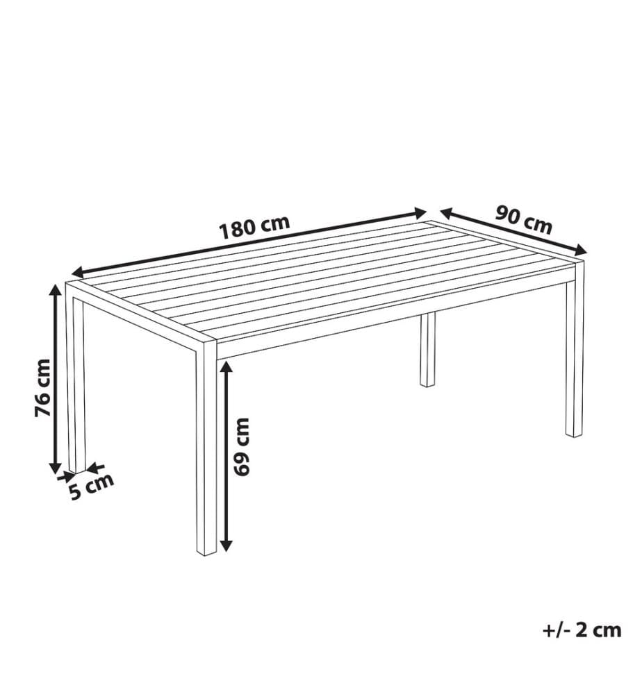 Table de salle à manger de jardin VERNIO 180 cm 90 cm Métal Noir/argenté
