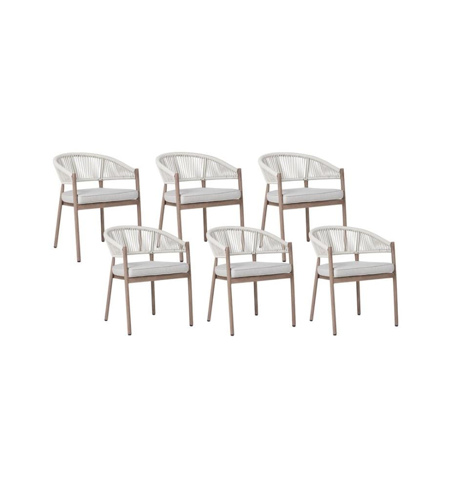 Lot de 6 chaises de jardin avec coussins FLAVIA Métal Blanc