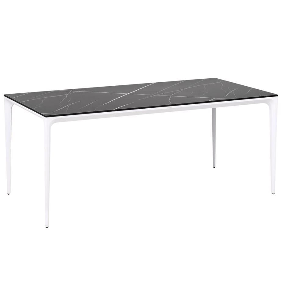Table de salle à manger de jardin SOVARETO 180 cm 90 cm Effet marbre Marbre noir