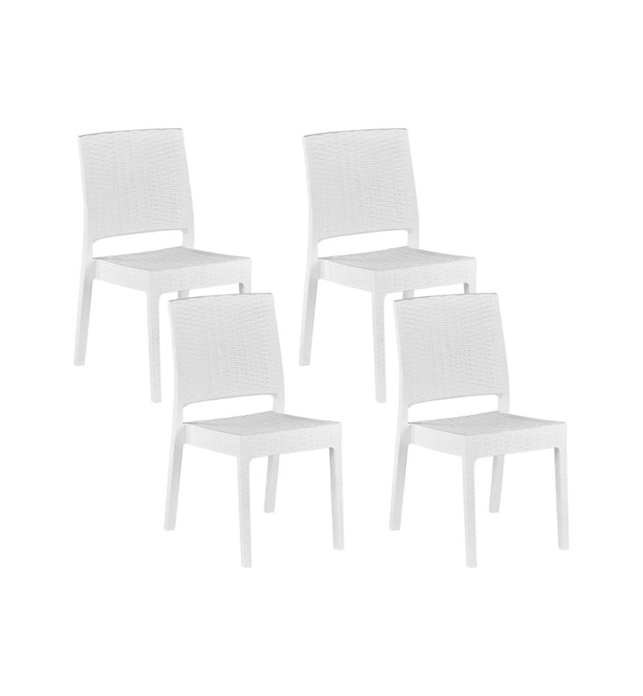 Lot de 4 chaises de jardin FOSSANO Matière synthétique Blanc