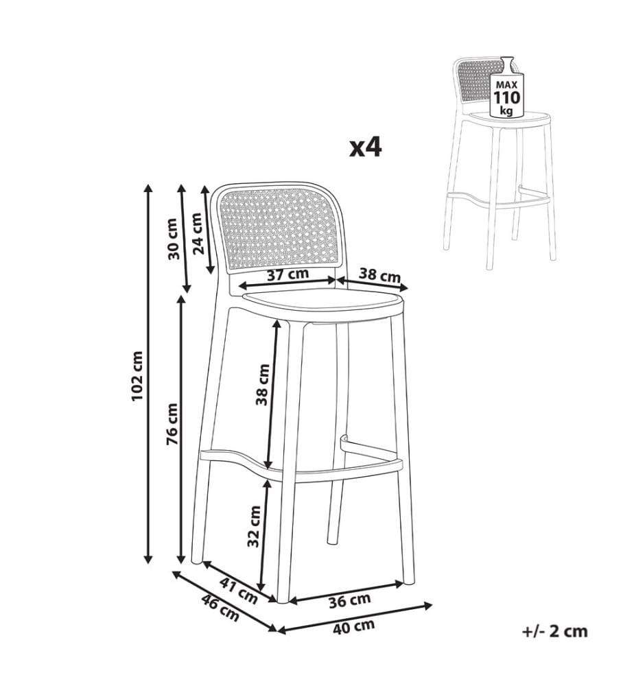 Lot de 4 chaises de bar PLOSE Matière synthétique Beige