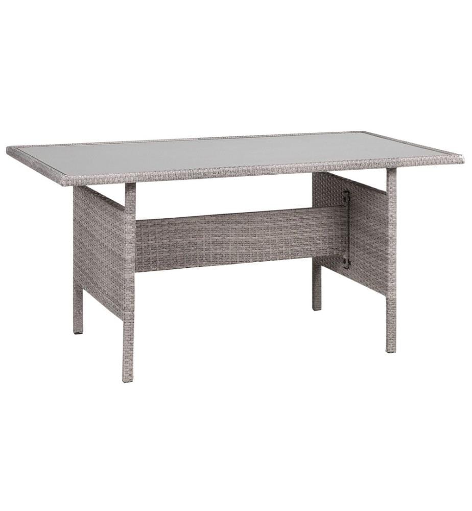 Table de salle à manger de jardin VITERBO 145 cm 80 cm Verre Gris clair