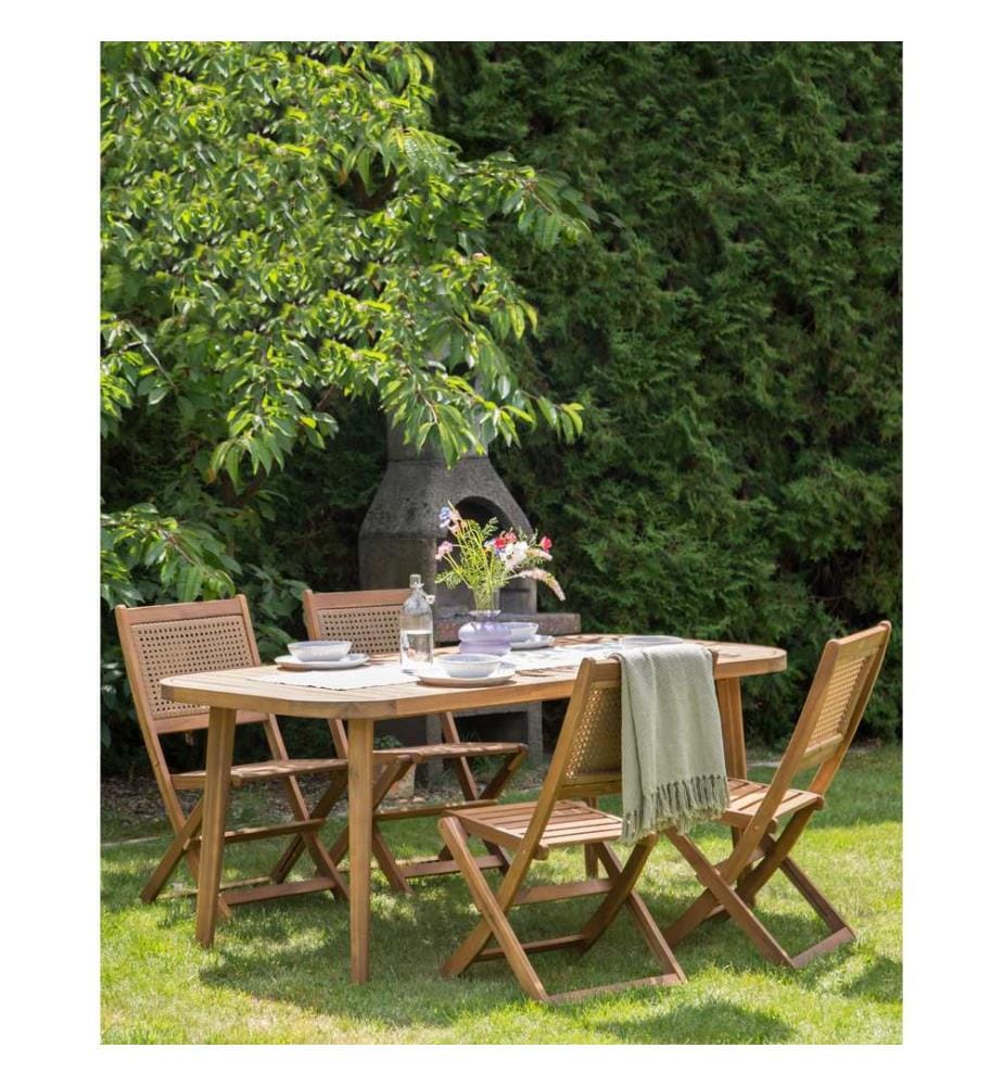 Lot de 4 chaises de jardin PARAGGI Bois d'acacia certifié Marron foncé
