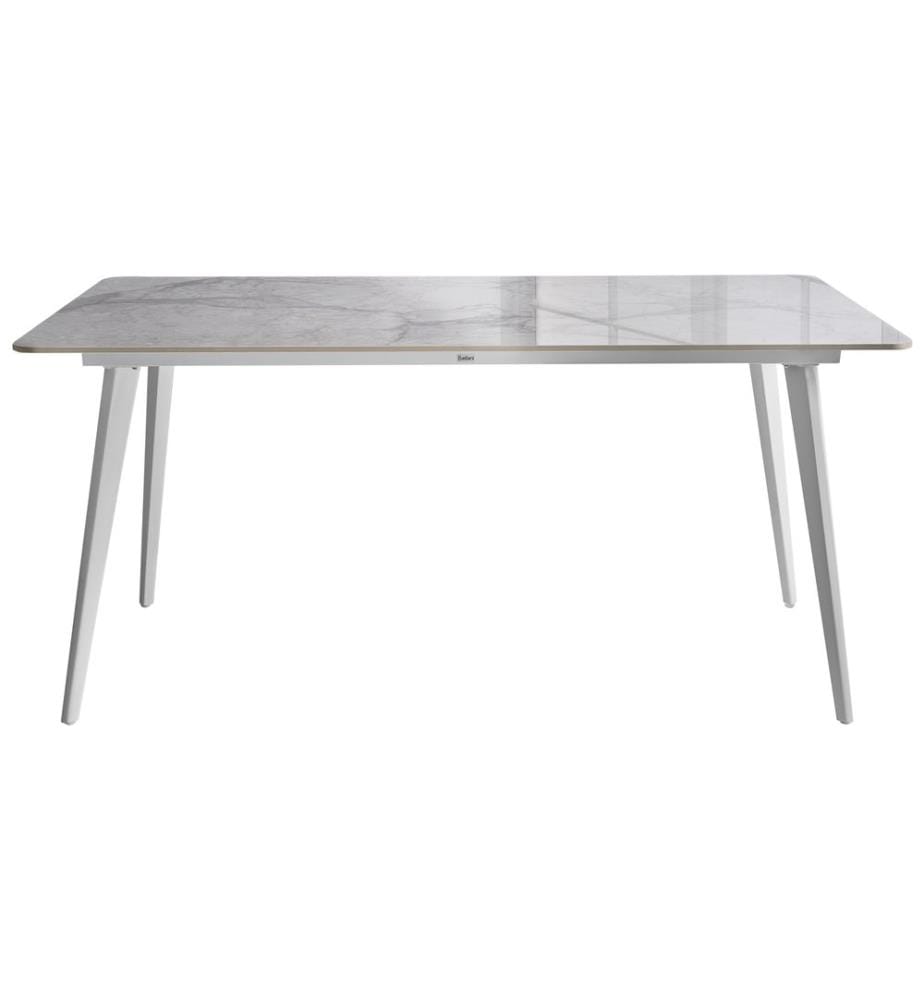 Table de salle à manger de jardin RODALLO 160 cm 90 cm Pierre Marbre blanc