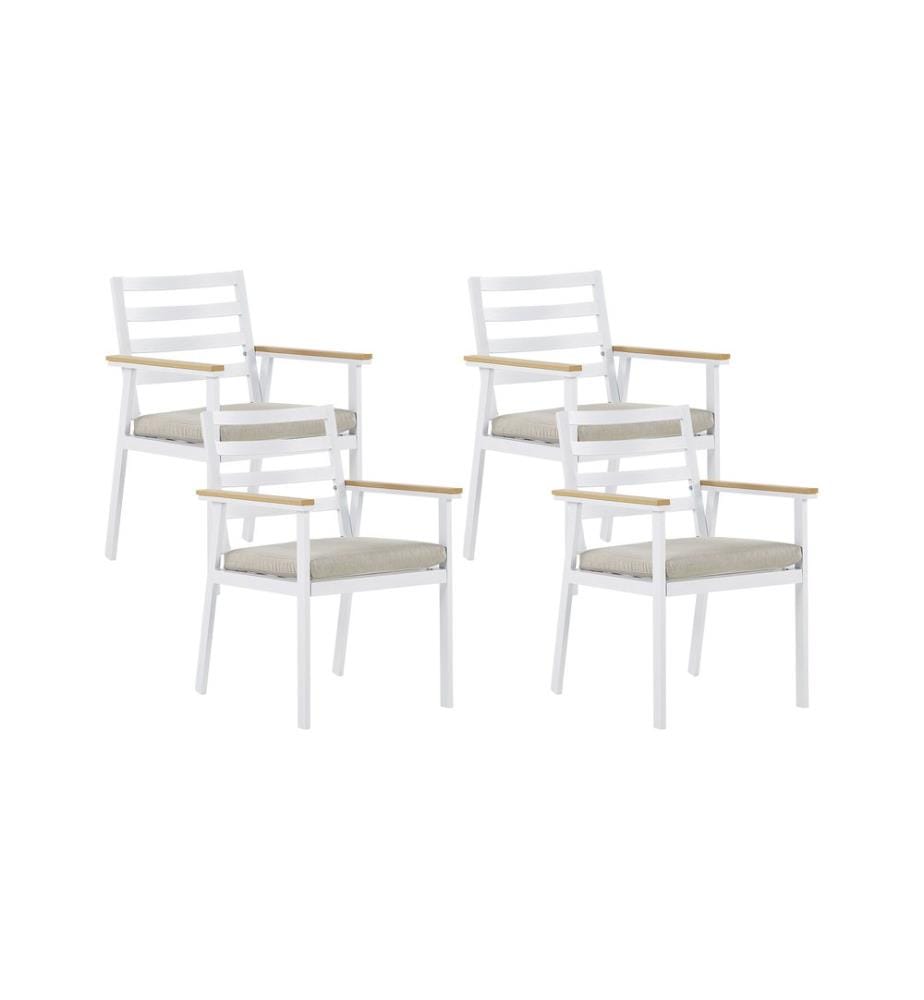 Lot de 4 chaises de jardin avec coussins CAVOLI Métal Beige