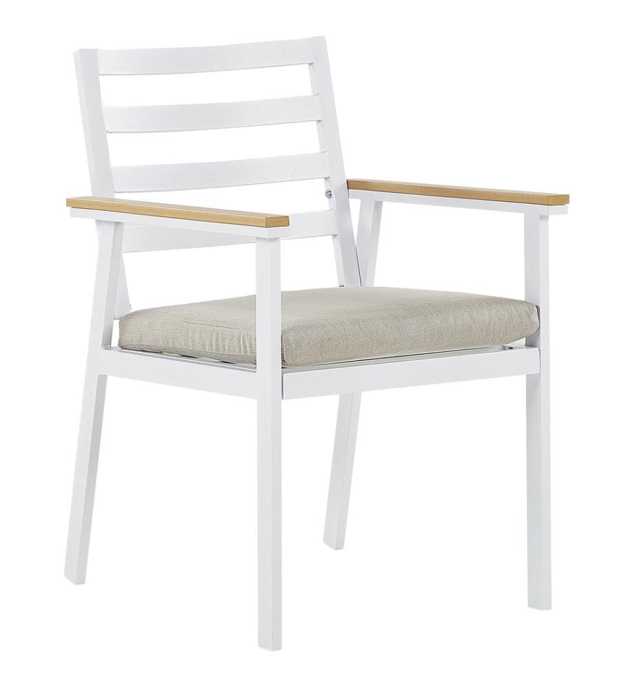 Lot de 4 chaises de jardin avec coussins CAVOLI Métal Beige