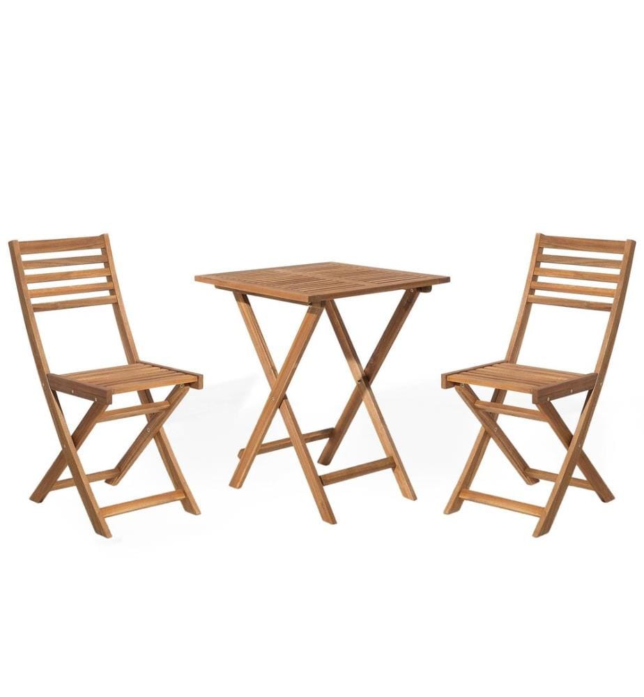 Ensemble bistrot Pliant FIJI Acacia Marron clair