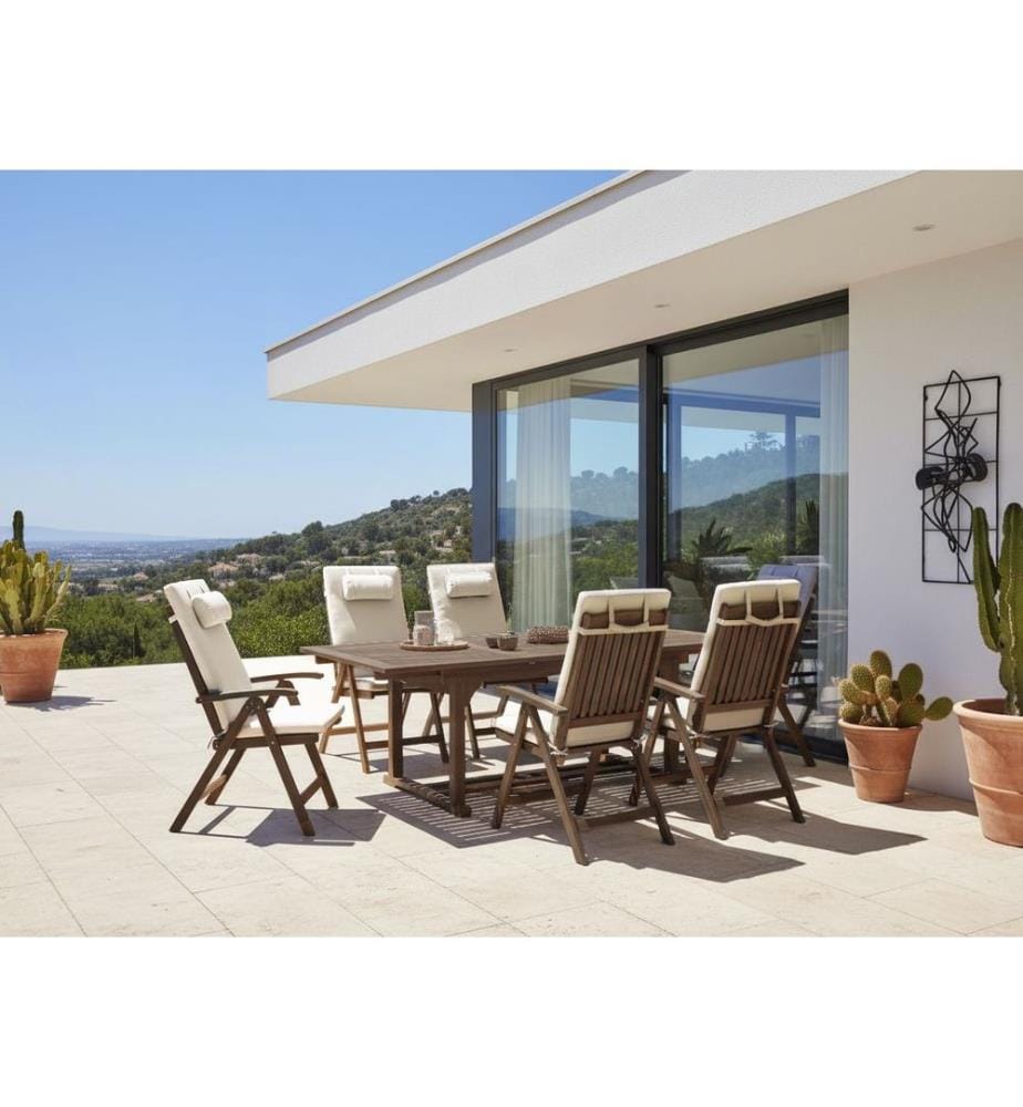 Salle à manger de jardin 6 places AMANTEA PREMIUM Acacia Beige clair